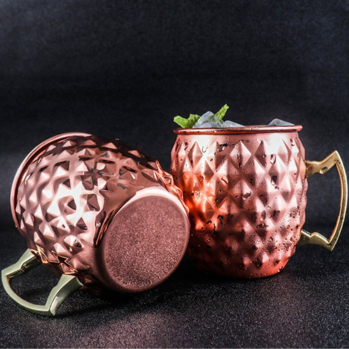 Cana Moscow Mule din cupru texturat, pahar cocktail premium cu maner [7]
