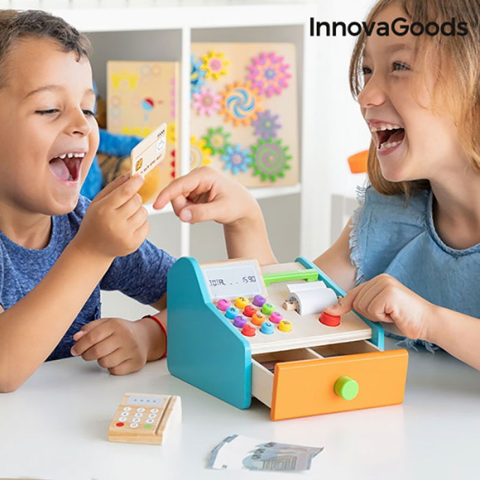 Casa de marcat de jucarie, din lemn, cu accesorii [2]