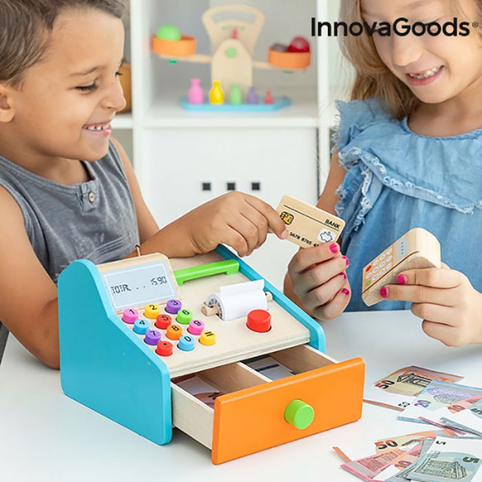 Casa de marcat de jucarie, din lemn, cu accesorii [1]