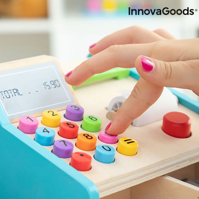 Casa de marcat de jucarie, din lemn, cu accesorii [6]