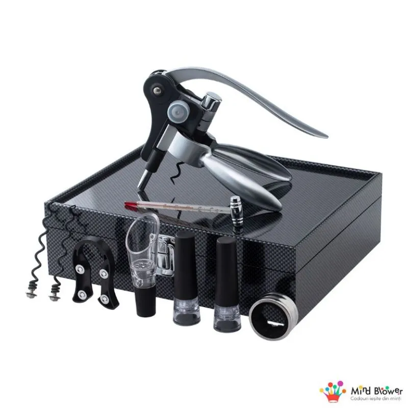 Caseta cu accesorii de vin Premium Silver Classic Design 9 piese [9]