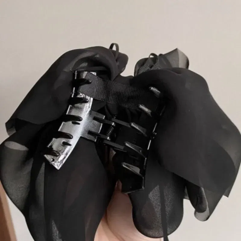 Clama de Par Eleganta cu Funda Voluminoasa Neagra [5]