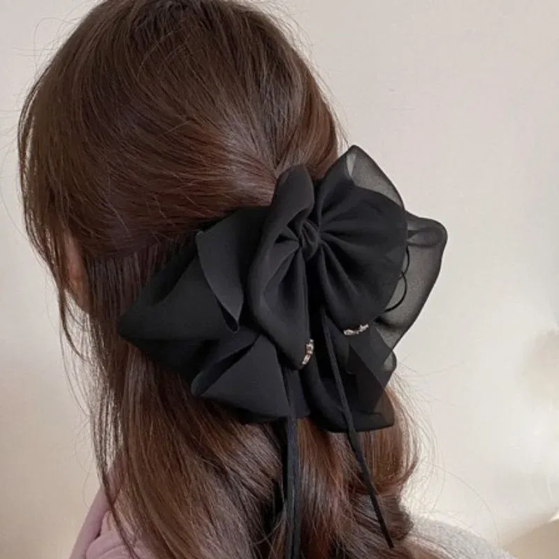 Clama de Par Eleganta cu Funda Voluminoasa Neagra [1]