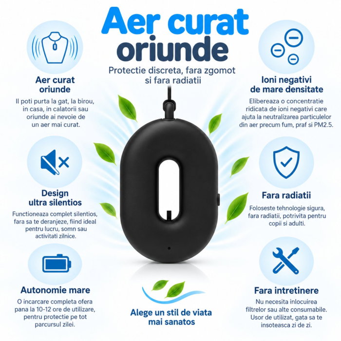 Colier Purificator Aer Fresh air Negru [3]