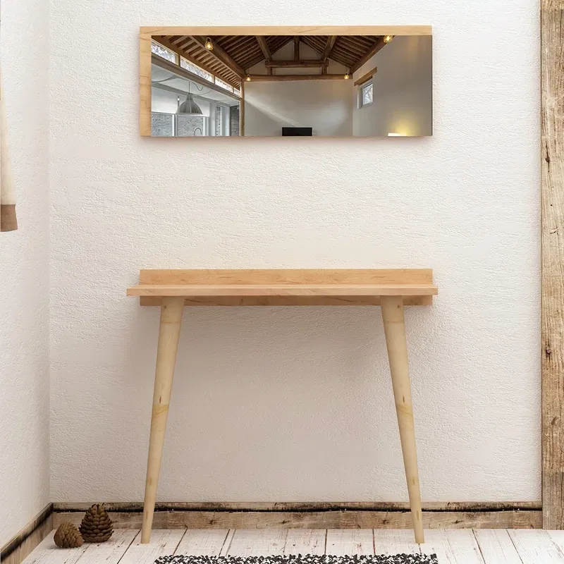 Comoda Benevento, stejar, oglinda inclusa, picioare lemn, moderna [2]