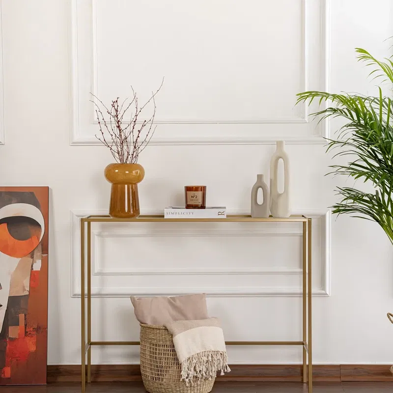 Comoda Canvas aurie, design modern, blat din sticla securizata [7]