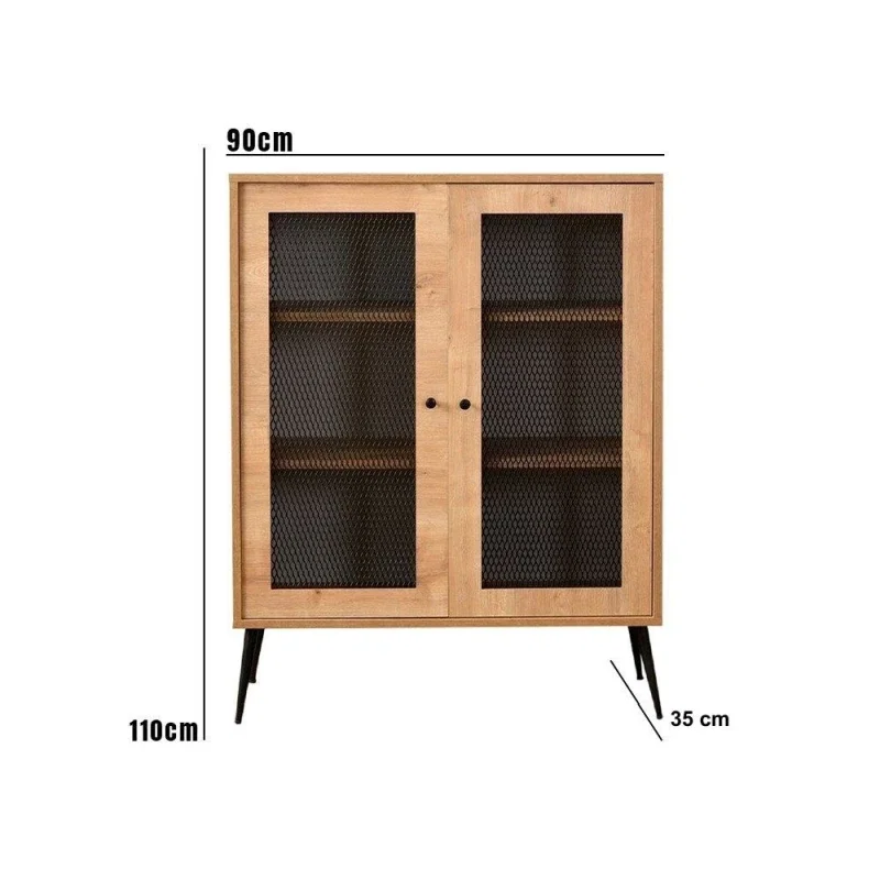 Comoda Daisy stejar negru, usa MDF, rafturi, 90x110 cm [2]