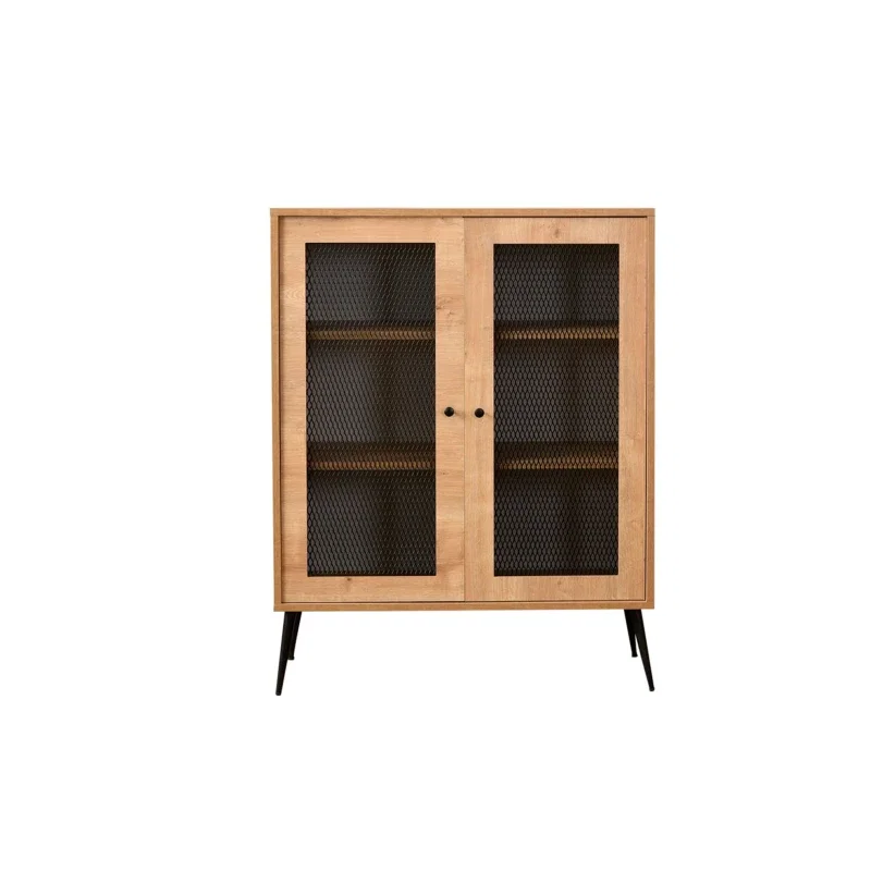 Comoda Daisy stejar negru, usa MDF, rafturi, 90x110 cm [3]