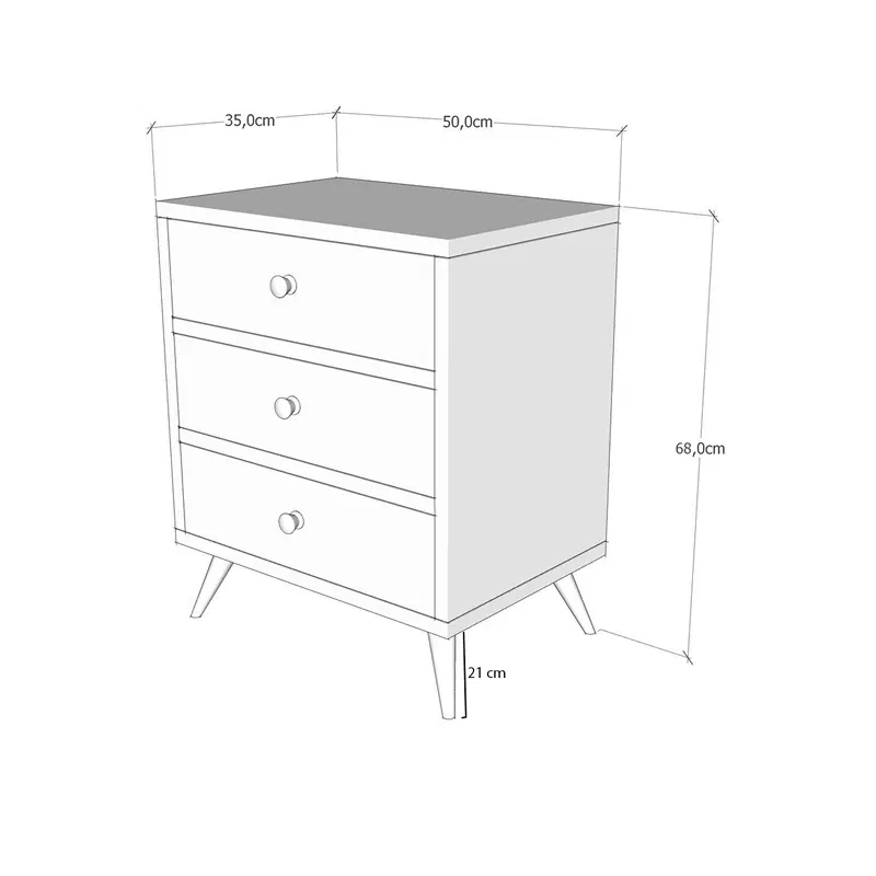 Comoda Liza Alba Nuc, cu sertare din lemn si picioare inalte [4]