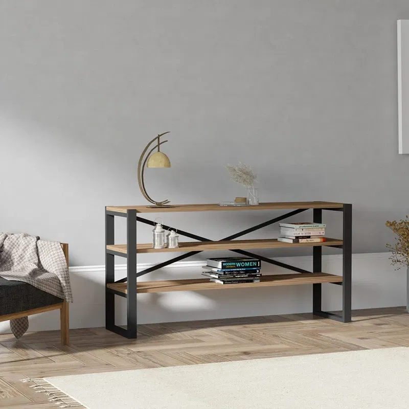 Comoda Natali, stil industrial, nuc, cadru metalic, spatii depozitare, 120 cm [1]