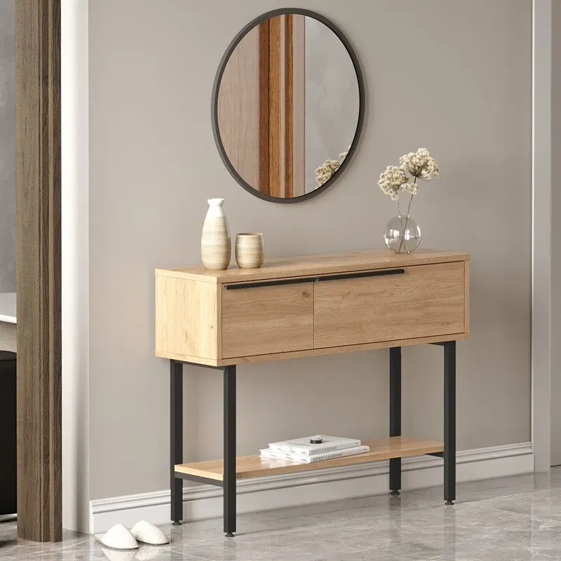 Comoda nuc cu oglinda și picioare metalice 100x76 cm [1]