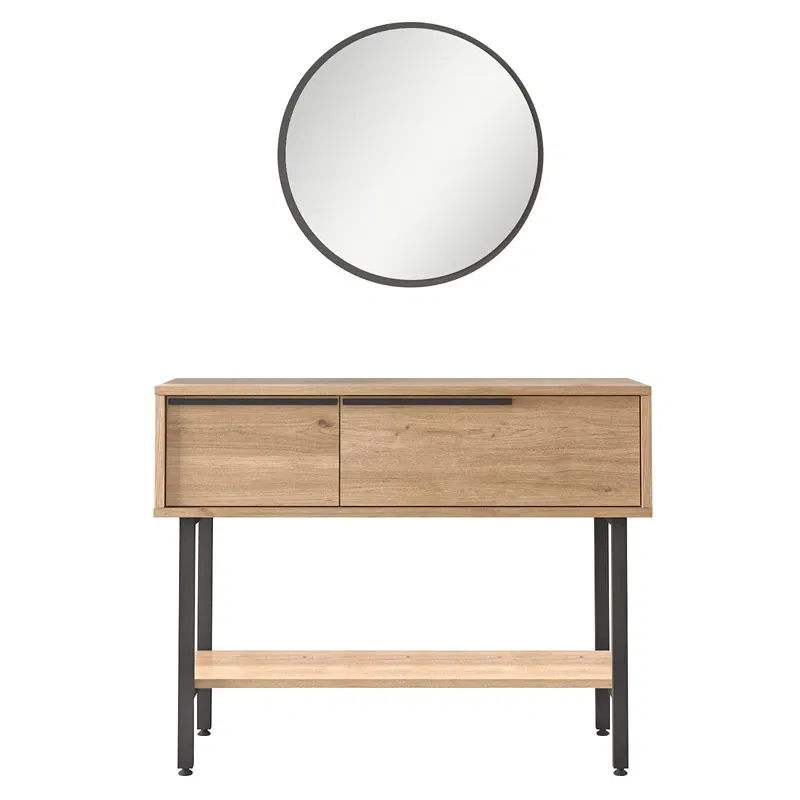 Comoda nuc cu oglinda și picioare metalice 100x76 cm [2]