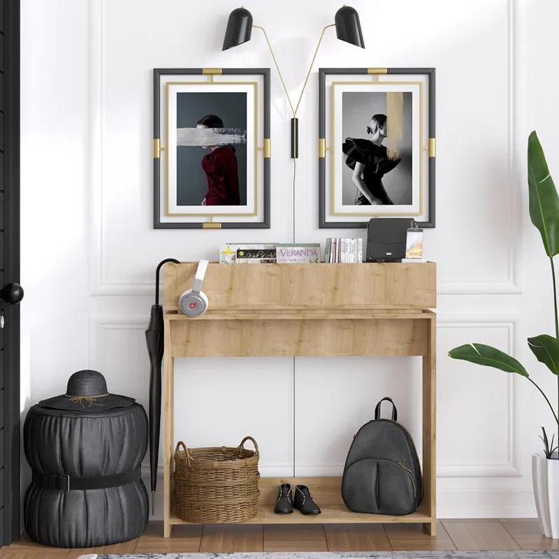 Comoda Puppa, stejar safir, 100 cm, picioare metalice, stil elegant [1]