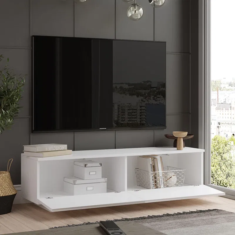 Comoda TV alba, design modern 140x38,2 cm [3]