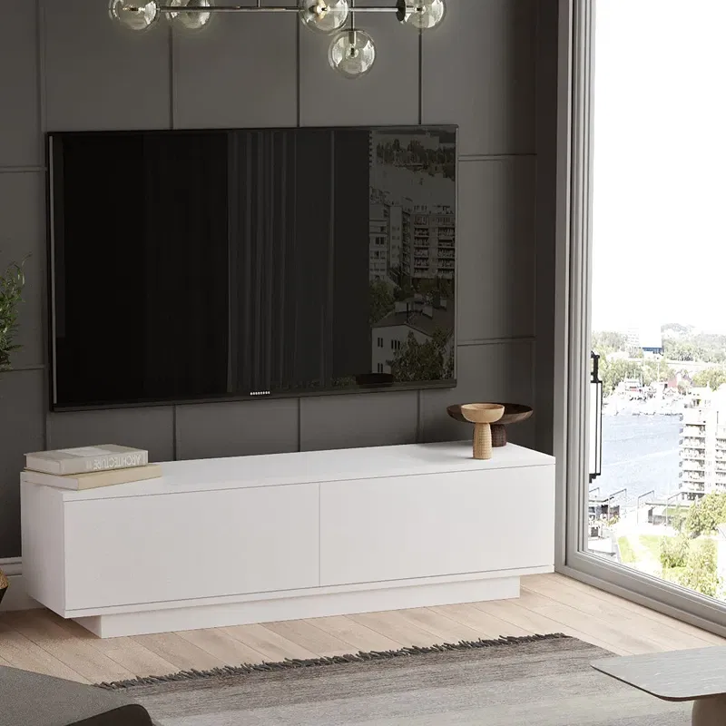 Comoda TV alba, design modern 140x38,2 cm [5]