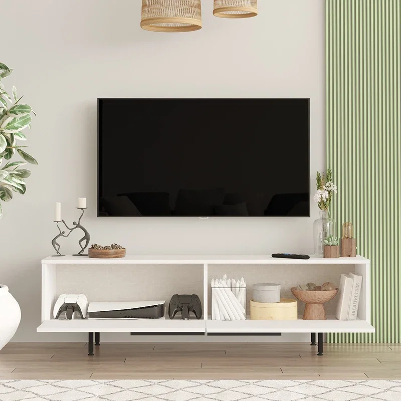 Comoda TV alba cu picioare metalice 160x45 cm [8]