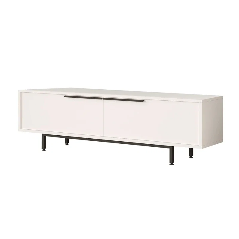 Comoda TV alba cu picioare metalice 160x45 cm [4]