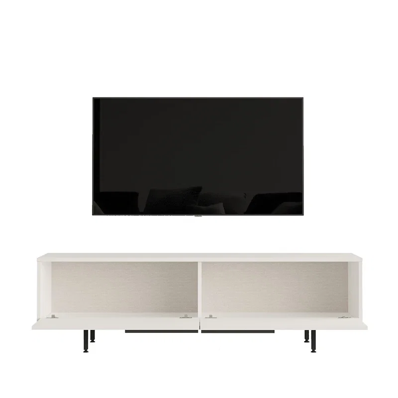 Comoda TV alba cu picioare metalice 160x45 cm [3]