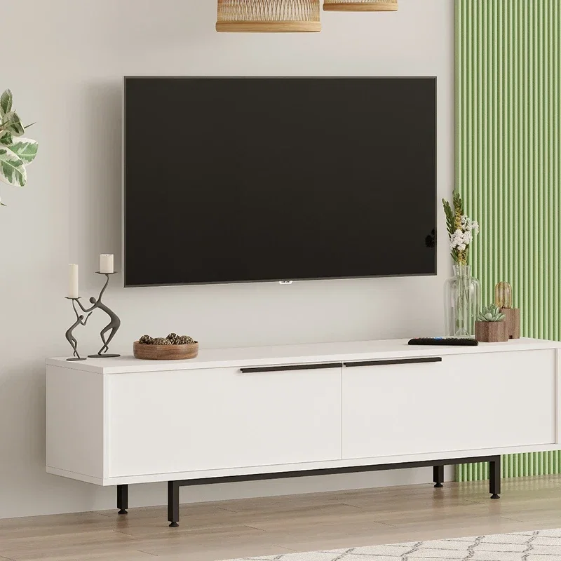 Comoda TV alba cu picioare metalice 160x45 cm [9]