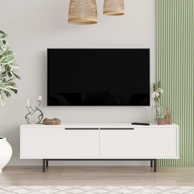 Comoda TV alba cu picioare metalice 160x45 cm [5]