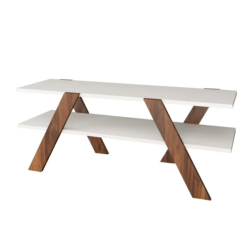 Comoda TV alba si nuc, aspect modern 120x45 cm [2]