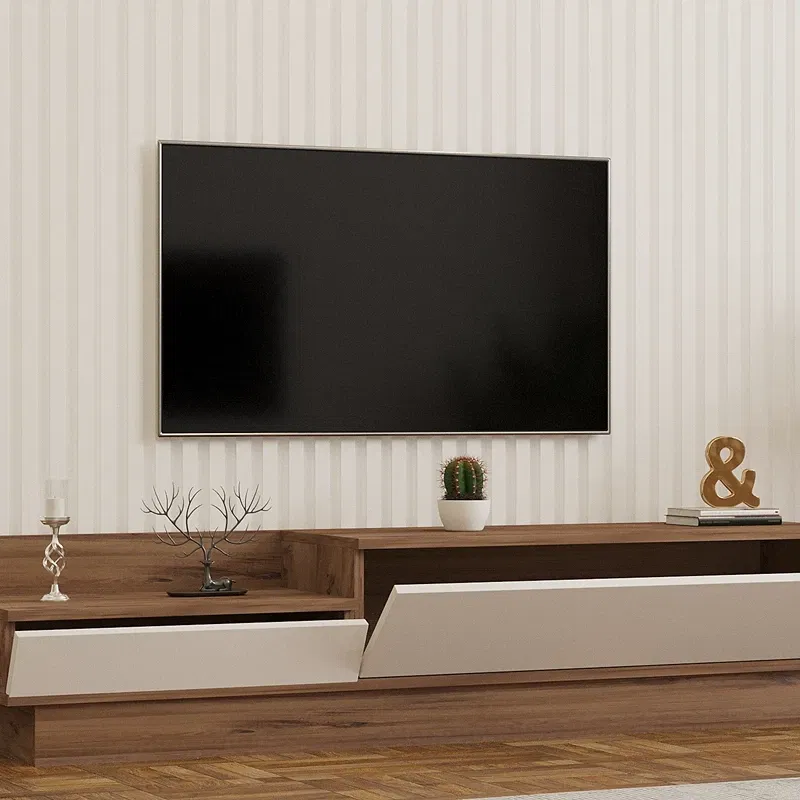 Comoda TV Barko, stejar atlantic si alb, design elegant, spatii depozitare, 160 cm [4]