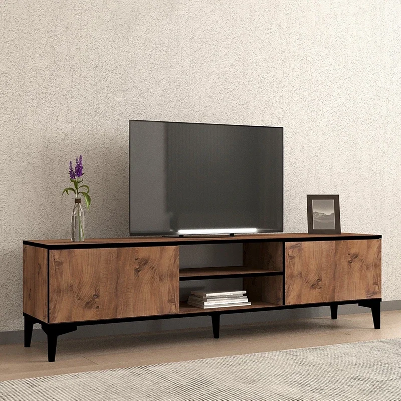 Comoda TV Begi, design modern, stejar atlantic si negru, multiple compartimente, 180 cm [3]