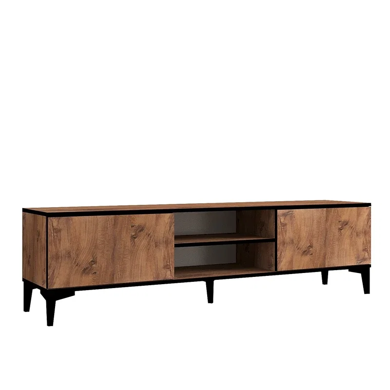 Comoda TV Begi, design modern, stejar atlantic si negru, multiple compartimente, 180 cm [5]