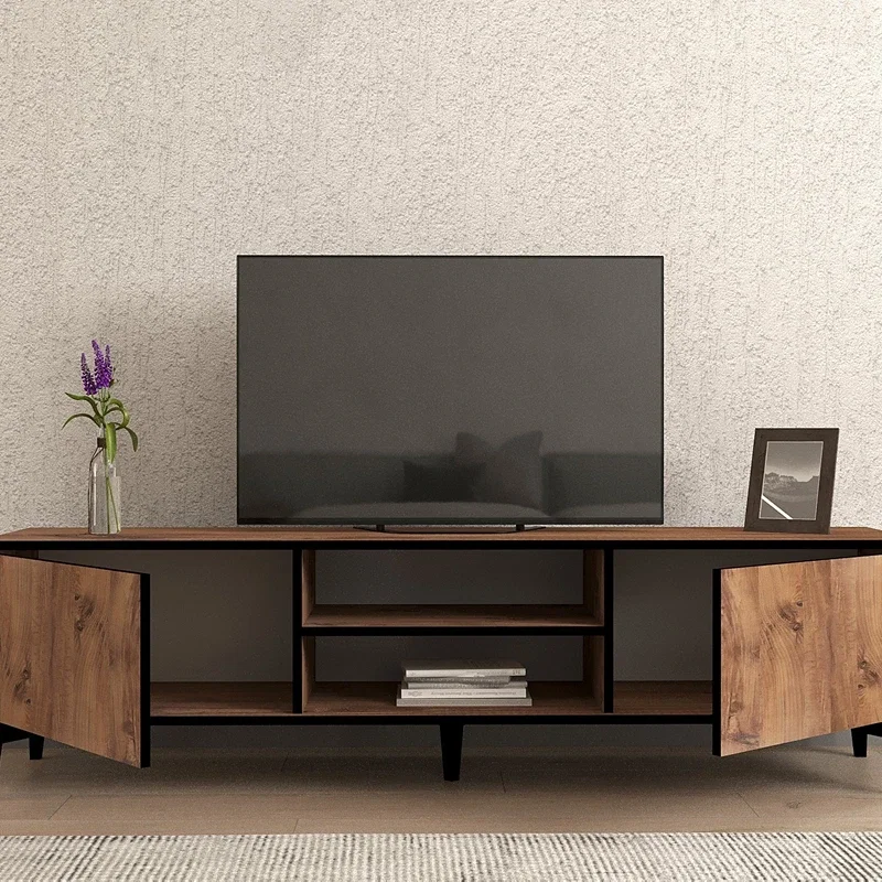 Comoda TV Begi, design modern, stejar atlantic si negru, multiple compartimente, 180 cm [2]