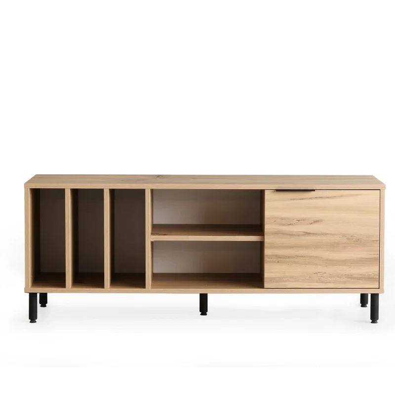 Comoda TV Bodegas stejar, cu picioare metalice si rafturi deschise [3]