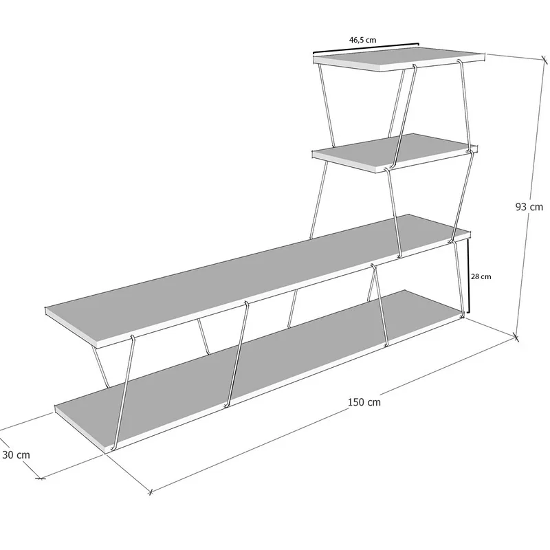 Comoda TV Ilgaz Alba cu rafturi multiple si fixare pe perete [4]