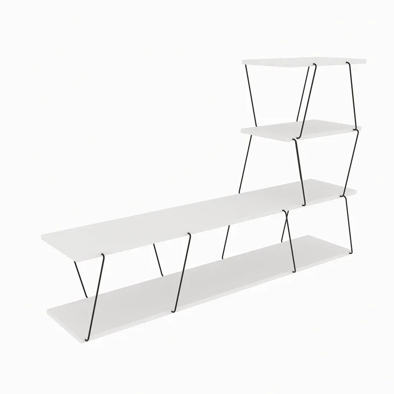 Comoda TV Ilgaz Alba cu rafturi multiple si fixare pe perete [2]