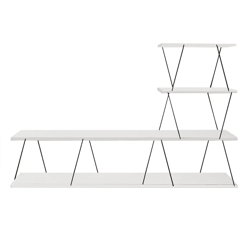 Comoda TV Ilgaz Alba cu rafturi multiple si fixare pe perete [6]