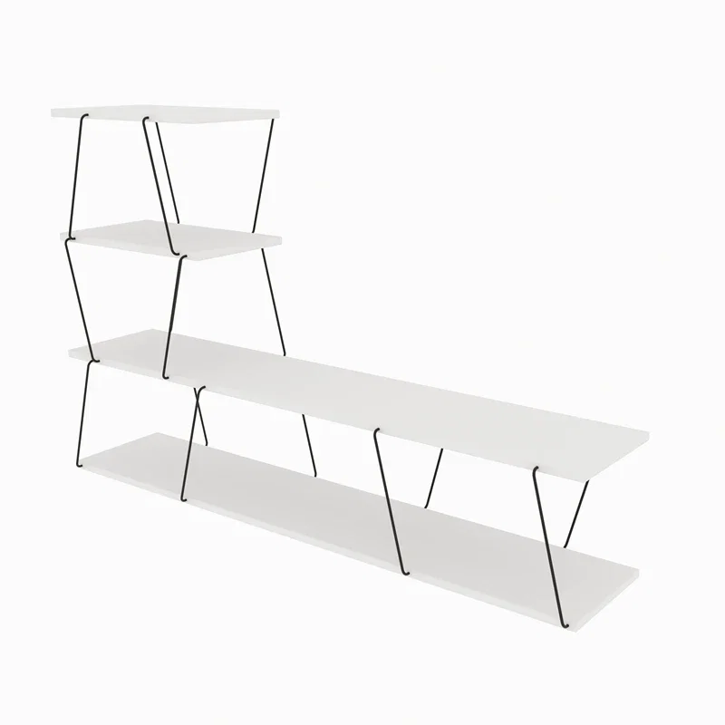 Comoda TV Ilgaz Alba cu rafturi multiple si fixare pe perete [5]