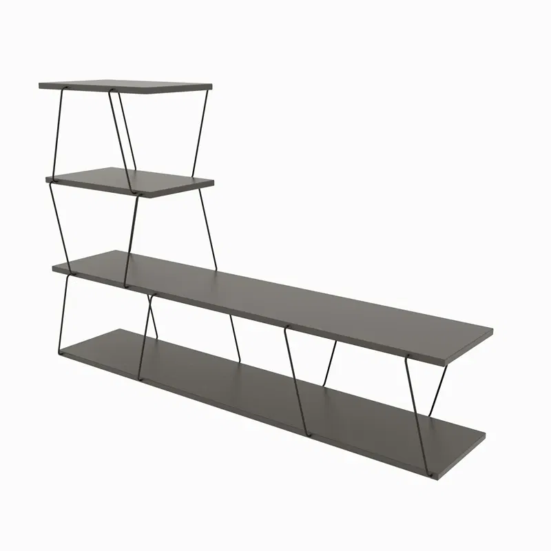 Comoda TV Ilgaz Antracit cu rafturi si design modern [3]