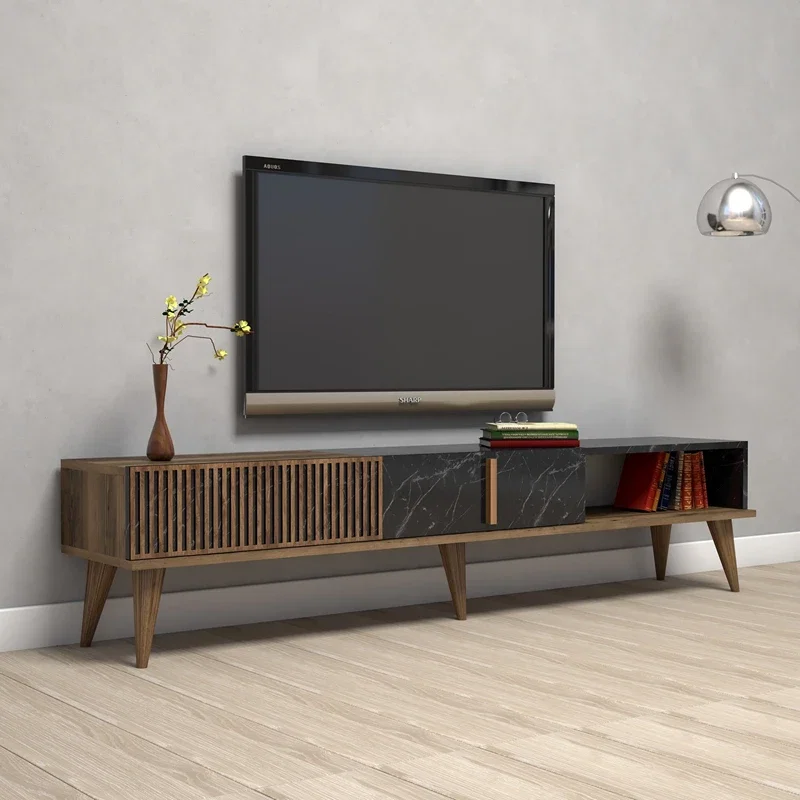 Comoda TV Milan, nuc si negru, design minimalist, 180 cm [2]
