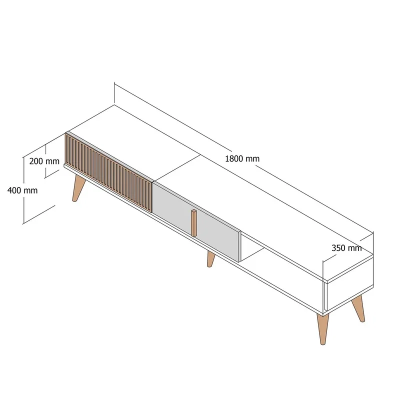 Comoda TV moderna, lemn nuc si crem, design minimalist, 180 cm [6]