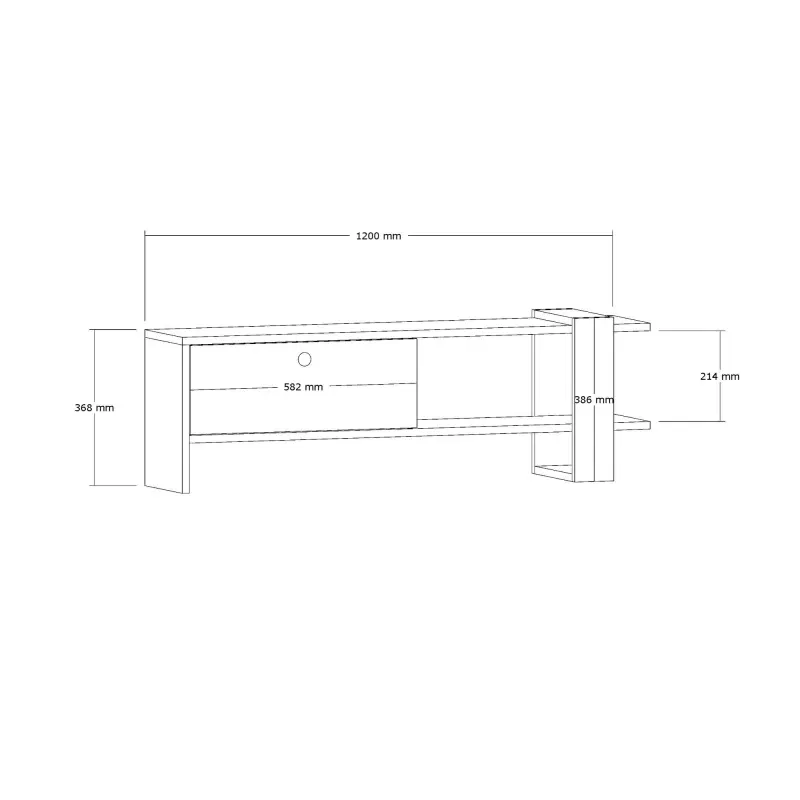 Comoda TV Ova, stejar si antracit, design modern, rafturi multiple, 120 cm [5]