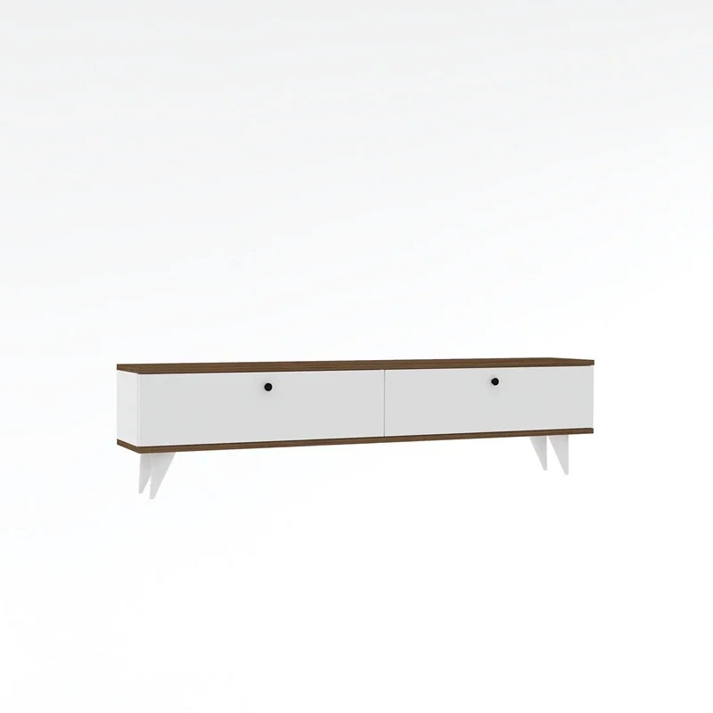 Comoda TV Paris, alb si nuc, design elegant, picioare inalte, 160 cm [5]