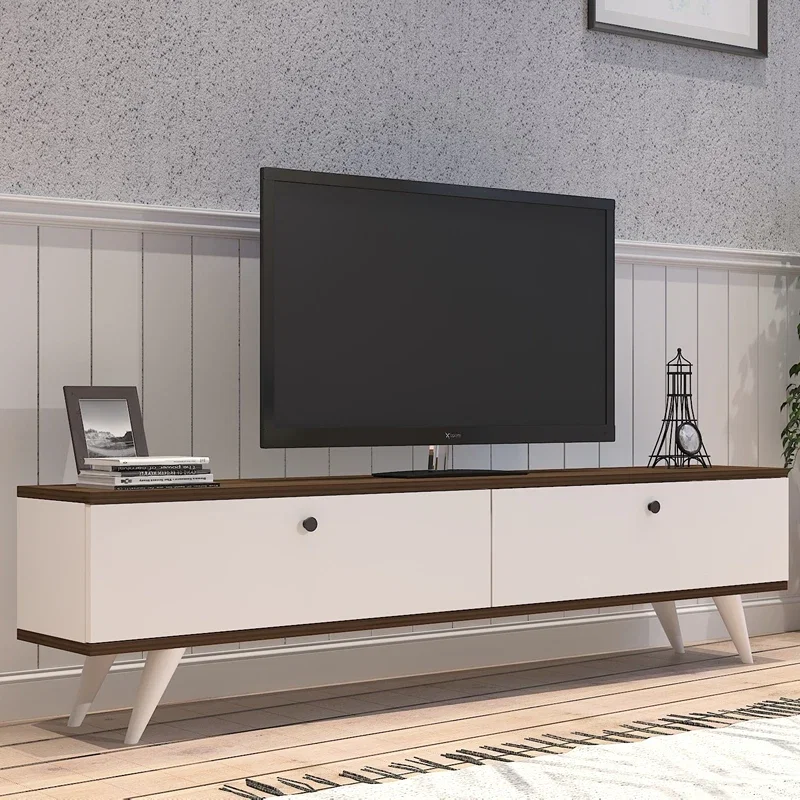 Comoda TV Paris, alb si nuc, design elegant, picioare inalte, 160 cm [1]