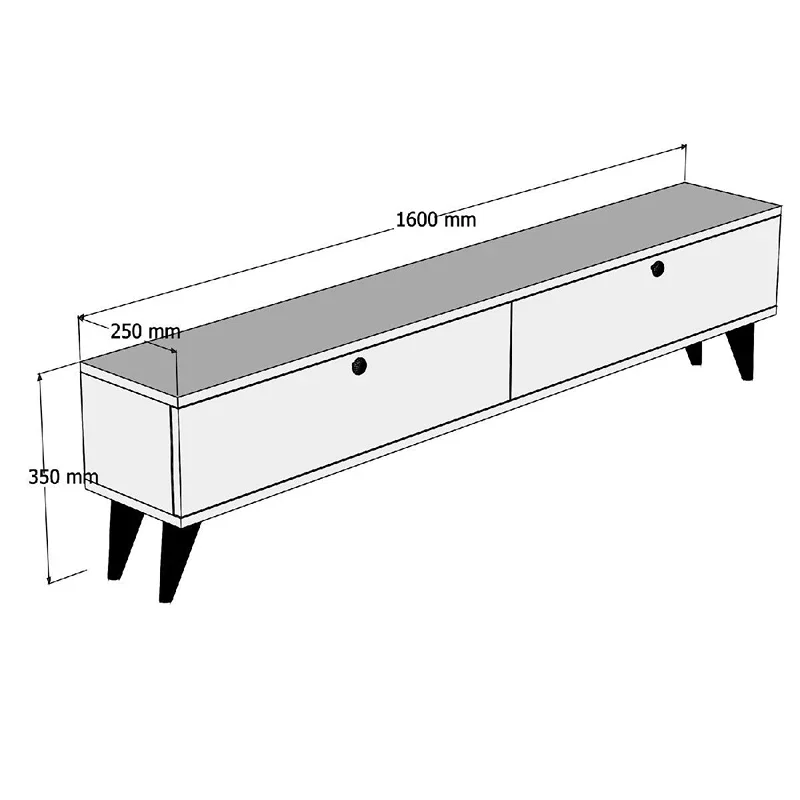 Comoda TV Paris, alb si nuc, design elegant, picioare inalte, 160 cm [4]