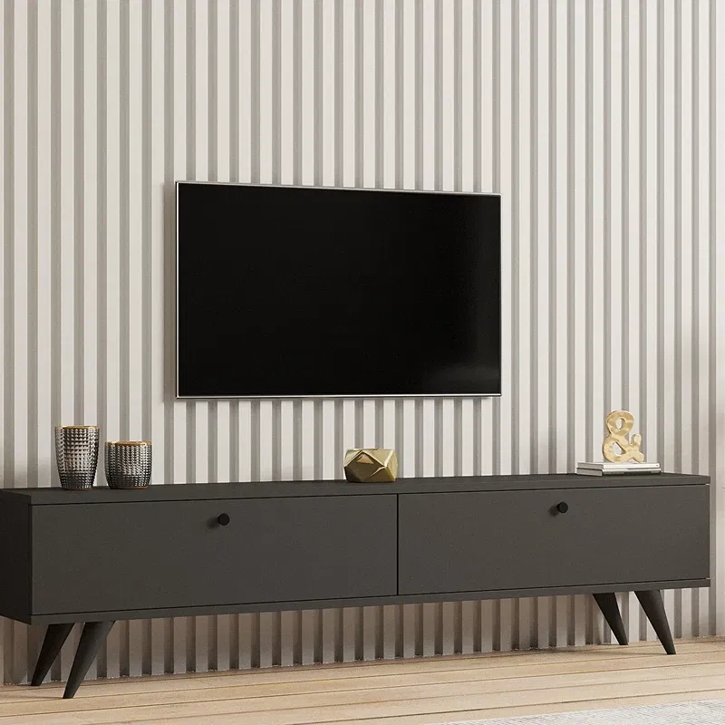 Comoda TV Paris, design elegant, antracit, compartimente deschise si inchise, 160 cm [3]