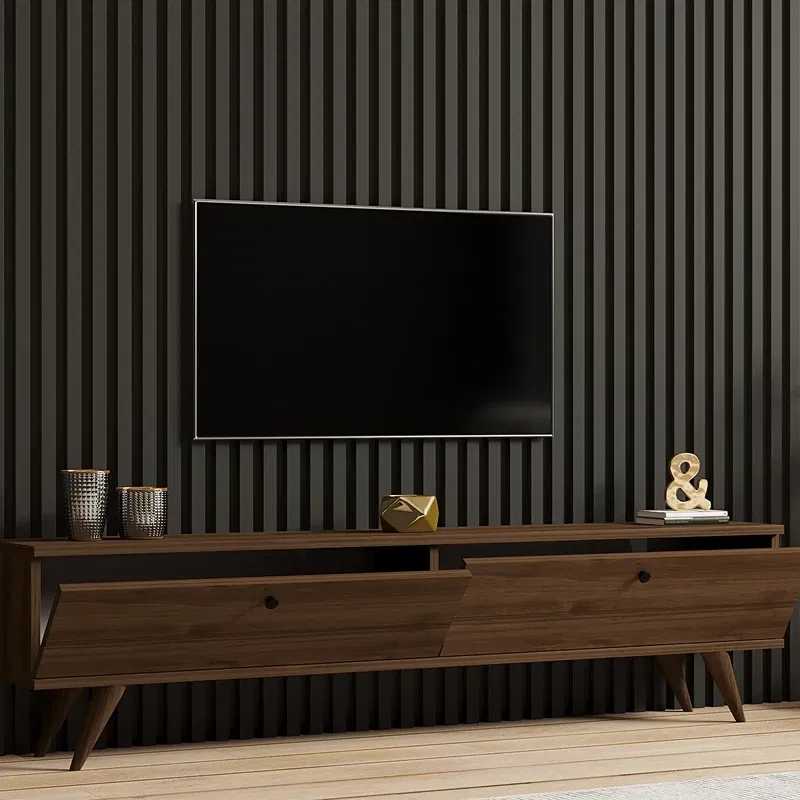 Comoda TV Paris, stil modern, finisaj nuc, spatii multiple de depozitare, 160 cm [2]