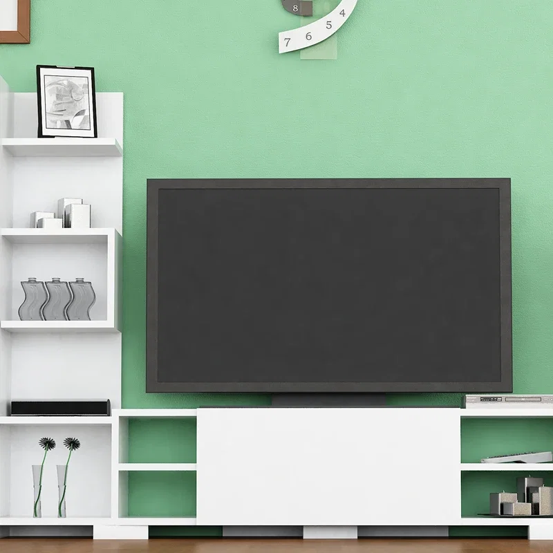 Comoda TV Pera, alba, 160 cm, cu rafturi si spatii de depozitare [2]