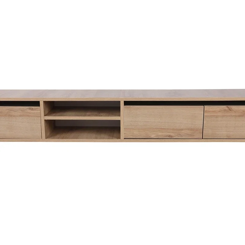 Comoda TV Rust, stejar, 180 cm, rafturi multiple, fixare pe perete [7]