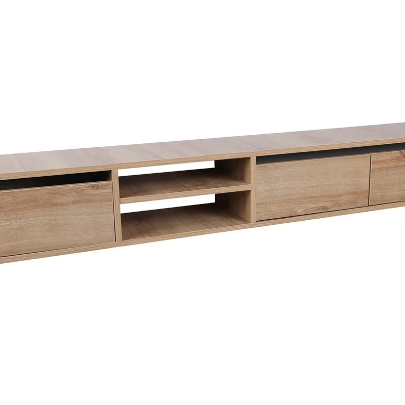 Comoda TV Rust, stejar, 180 cm, rafturi multiple, fixare pe perete [6]