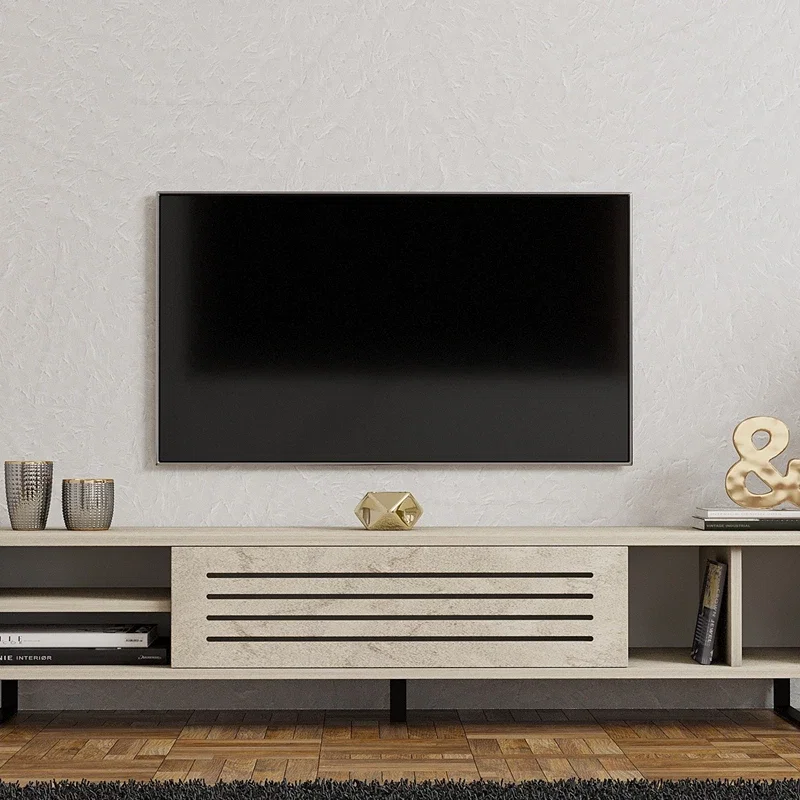 Comoda TV Safir, design modern, finisaj travertin, multiple spatii de depozitare, 160 cm [2]