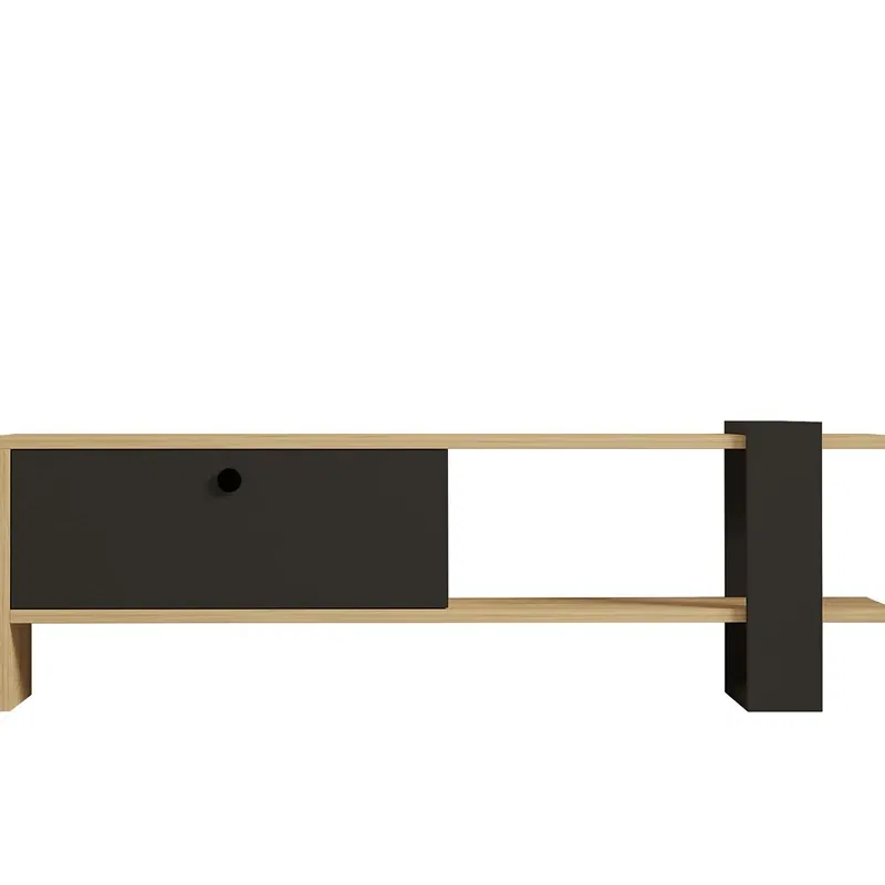 Comoda TV Yonca, stejar antracit, design modern, spatii depozitare, 120 cm [4]