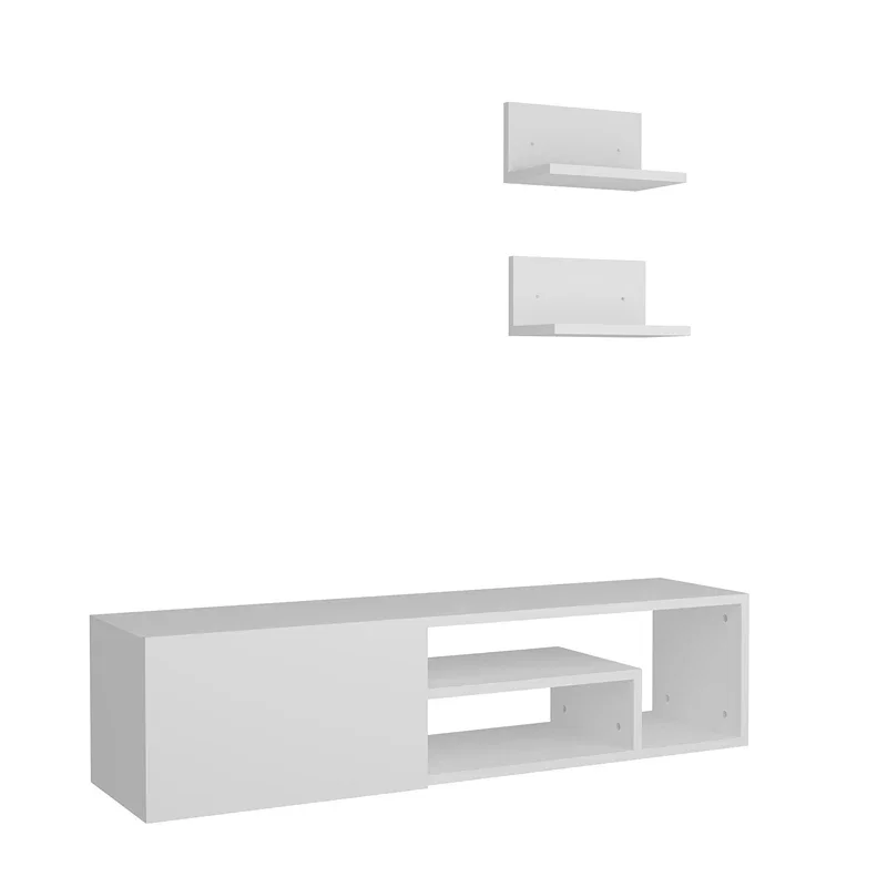 Comoda TV Zeplin, alba, 120 cm, cu rafturi suspendate si spatiu multimedia [5]