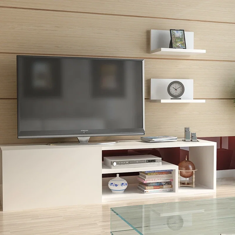 Comoda TV Zeplin, alba, 120 cm, cu rafturi suspendate si spatiu multimedia [1]